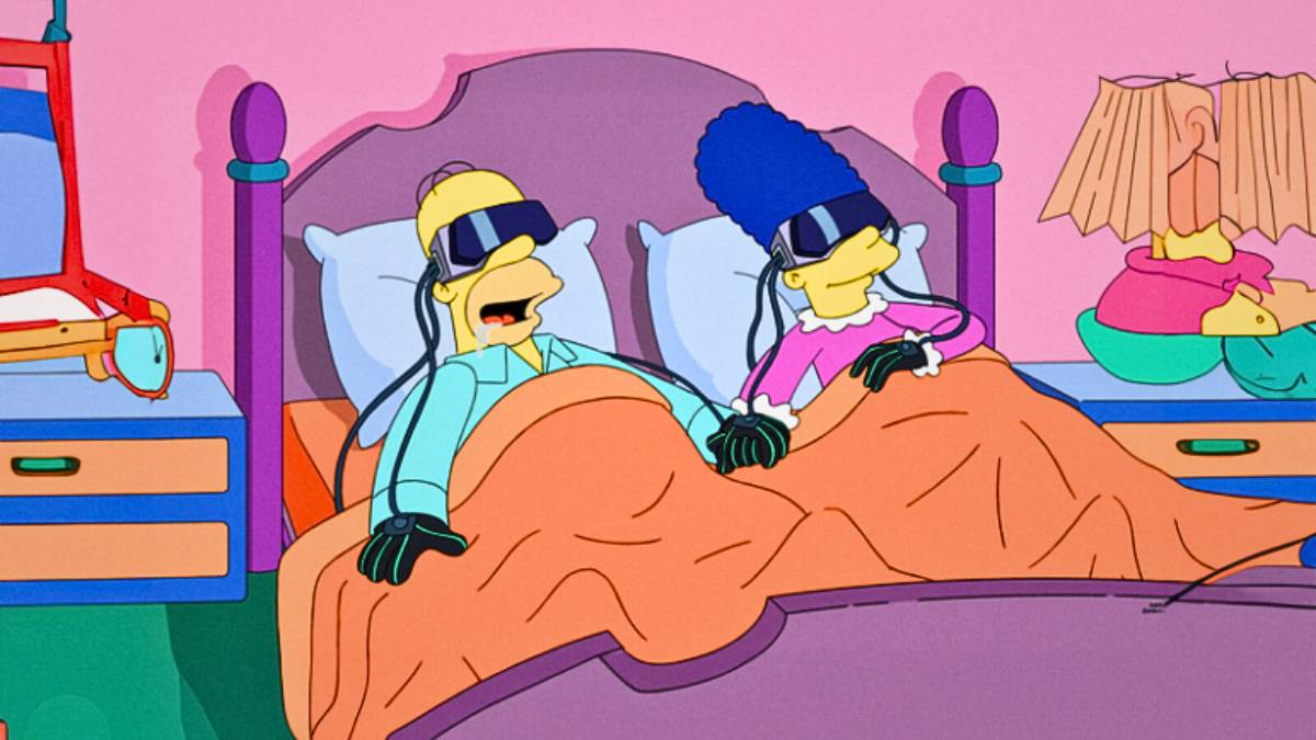 les simpsons au lit avec Apple Vision